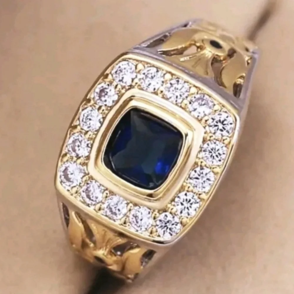 Mens Sapphire Ring With gold Accents